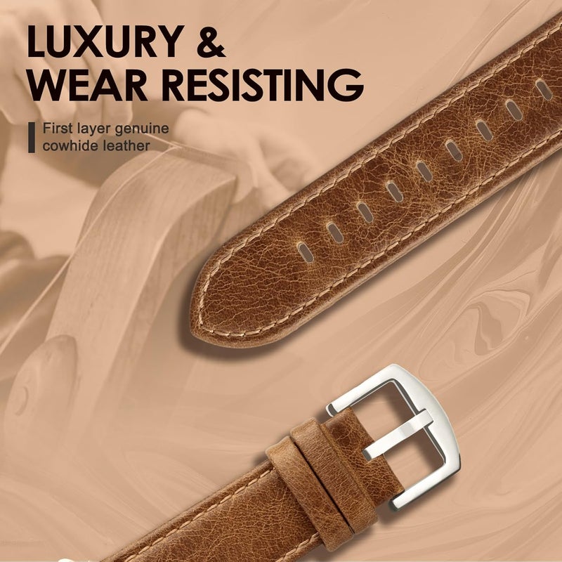 EDIMENS Leather Bands Compatible with Apple Watch 49mm 45mm 42mm 44mm Band Men Women, Vintage Genuine Leather Wristband Replacement Band Compatible for Apple Watch iwatch Series 9 8 7 6 5 4 3 2 1 SE2 - Image 5